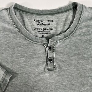 Lucky Brand Shirt Mens XL Green Venice Burnout Henley‎ Short Sleeve Casual